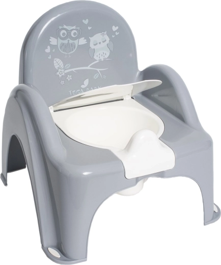 Igralni otroški kahlic s pokrovom Sove, siv