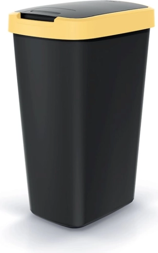 Koš za odpadke 45 l z nagibnim pokrovom COMPACTA Q FLAP, črno-rumen