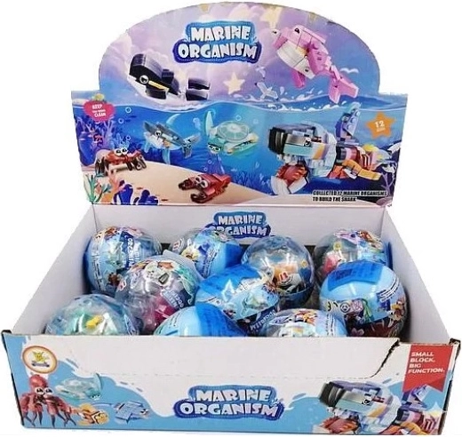 Sea animals building set in a clear ball