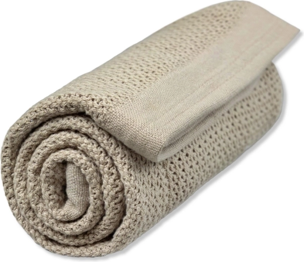 Vinter & Bloom odeja soft grid organic pebble greige