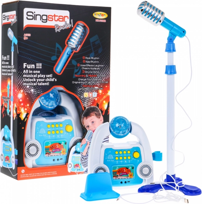 Children's karaoke set with microphone and stand