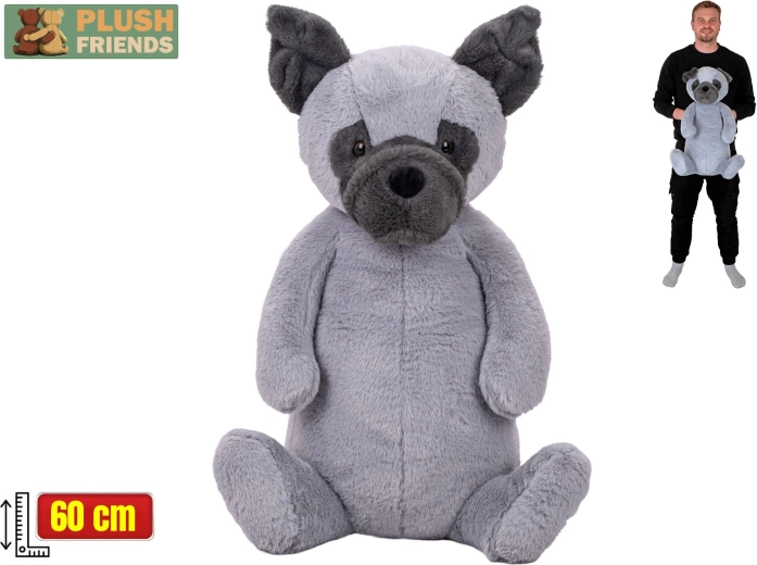 Plush Friends plišasti sedeči pes 60 cm siv