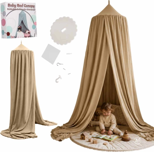 Children’s boho bed canopy – beige