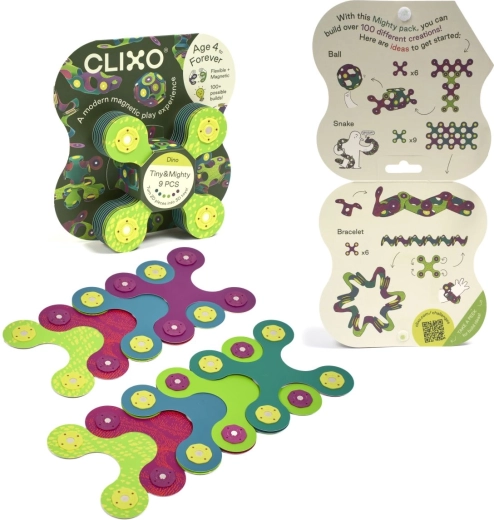 CLIXO Tiny & Mighty Dino magnetna konstrukcijska igrača – 9 kosov