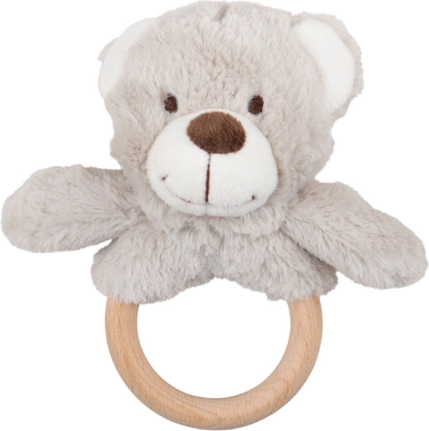 Bigjigs Baby plišasti medvedek na dotik z obročkom