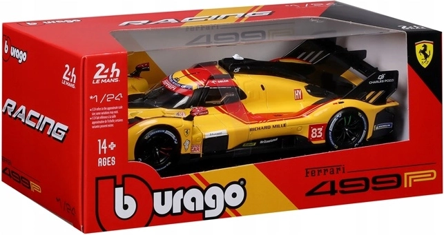 BBU Ferrari Racing 499P Le Mans yellow 1:24 model car