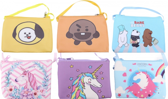 Otroška tekstilna denarnica za okoli vratu, mešanica barv