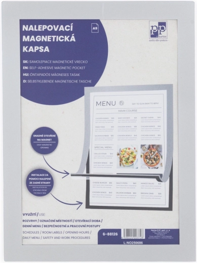 Samolepilni magnetni žepek A5 s srebrnim robom