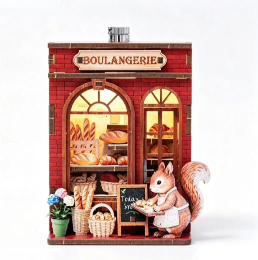 2Kids Toys 3D lesena sestavljanka DIY magnet Veveričina pekarna