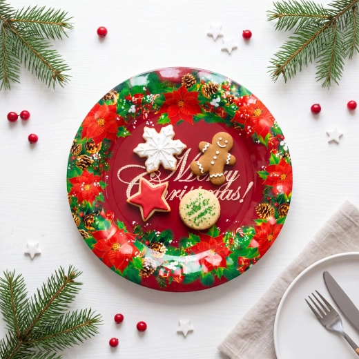 Božični plastični krožnik Merry Christmas 37,5 cm
