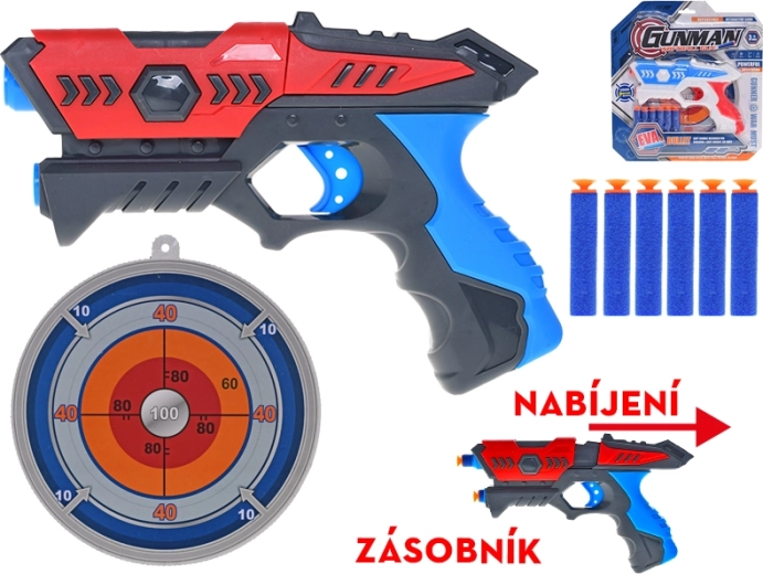 Pistola za penaste naboje s tarčo in števcem