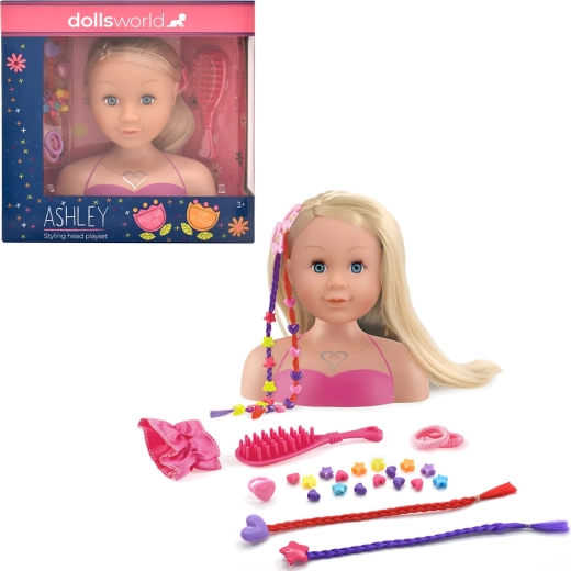 Dolls World glava za česanje Ashley blond 21 cm