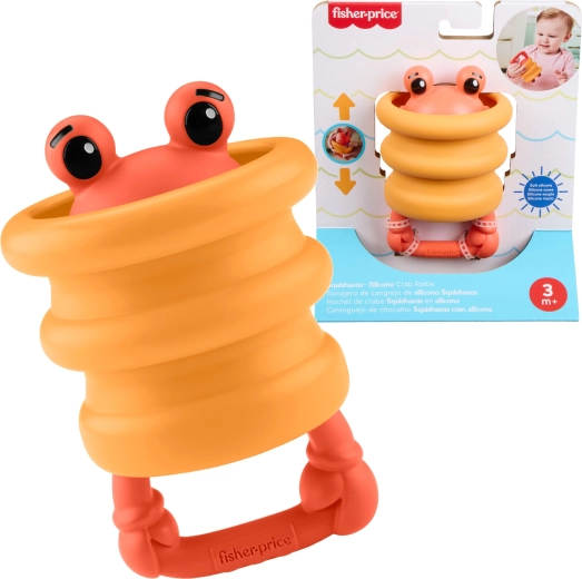 Fisher-Price Squishees rak – silikonska senzorična ropotuljica in grizalo za dojenčke