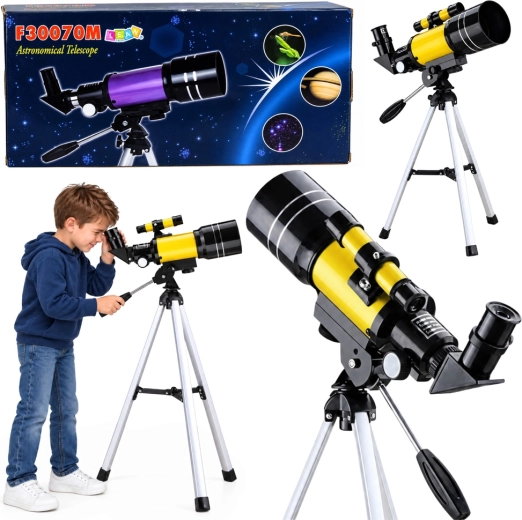 Otroški astronomski teleskop s stojalom, 70 mm in povečavo do 150×