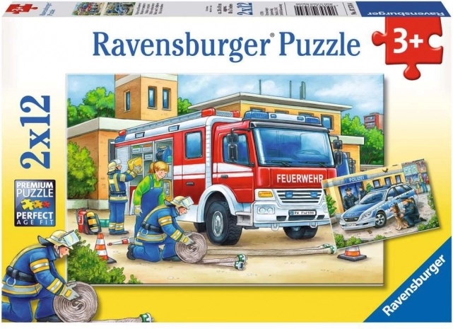 Sestavljanka RAVENSBURGER policija in gasilci 2×12 kosov