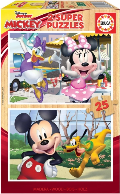 Lesene puzzle Mickey in prijatelji 2x25 kosov