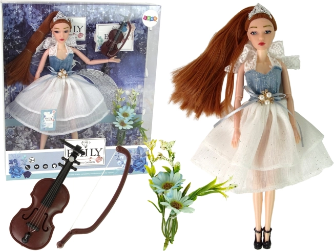 Punčka EMILY z violino in cvetovi