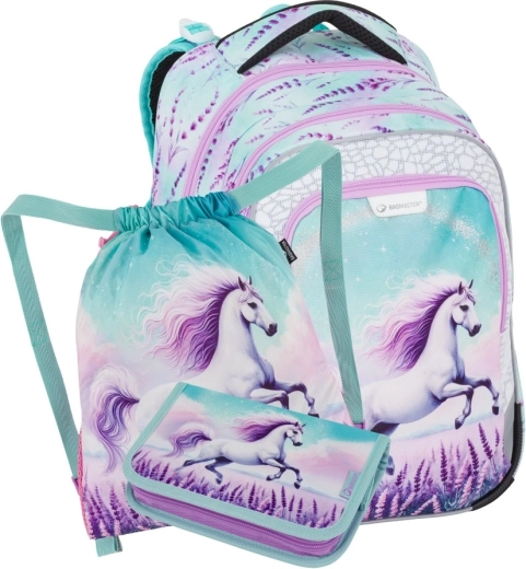 Bagmaster Lumi 26 b school set for first graders with a horse motif