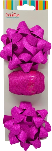 Svetle rožnata bleščeča darilna embalažna set z ruto in zvezdnimi pentljami