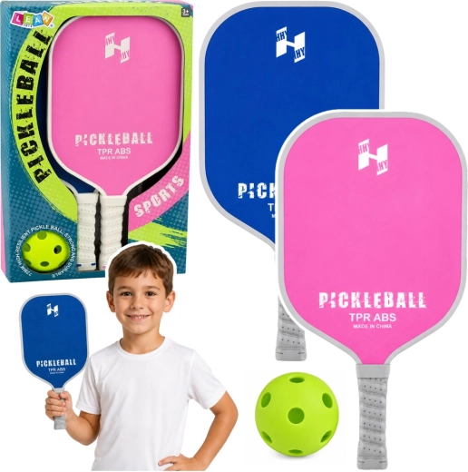 Rožnato-modri komplet za pickleball – 2 loparja in perforirana žogica
