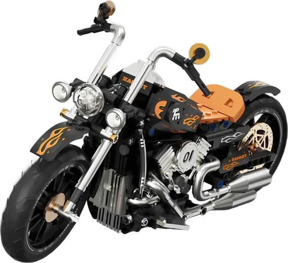 Komplet za sestavljanje črnega motocikla, 455 delov