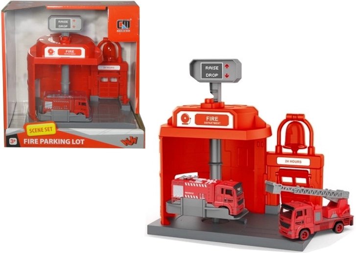 Gasilská postaja z drsečim avtomobilčkom na vrtiljaku