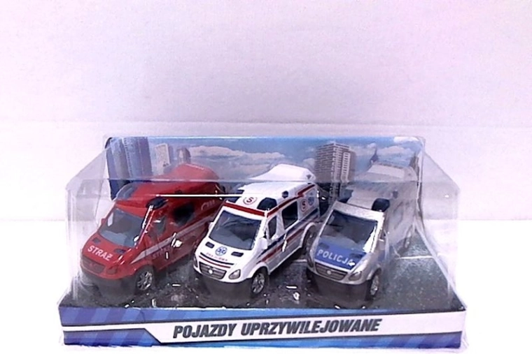 Mini reševalni kombiji 8 cm – set 3 kosov