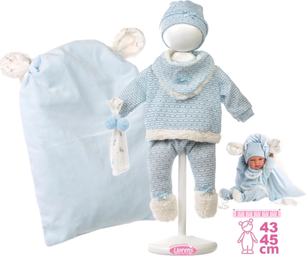 Oblačilo za dojenčkasto punčko New Born 40–42 cm z dodatki – 5-delni set