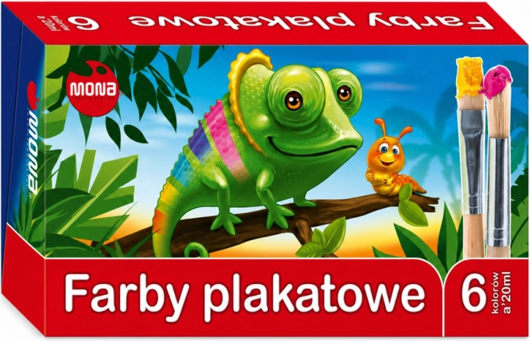 Šolske plakatne barve MONA 6 barv 20 ml - 1 kos