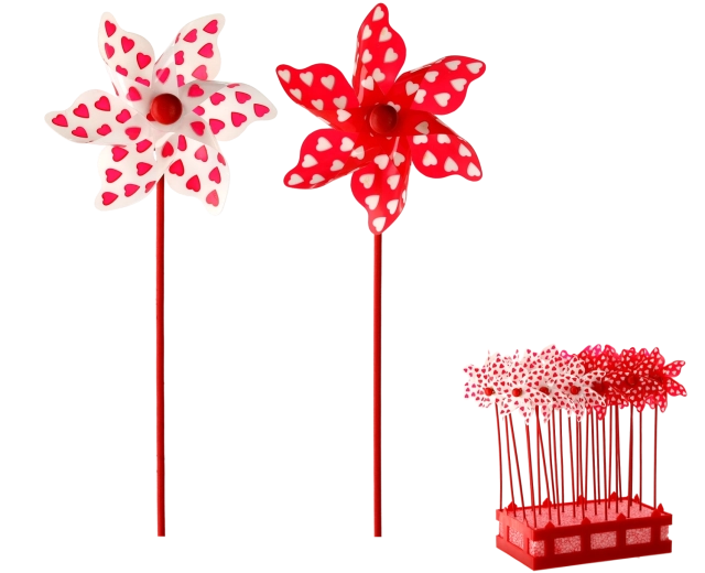 Vetrnica s srčki 9 × 27,5 cm bela/rdeča