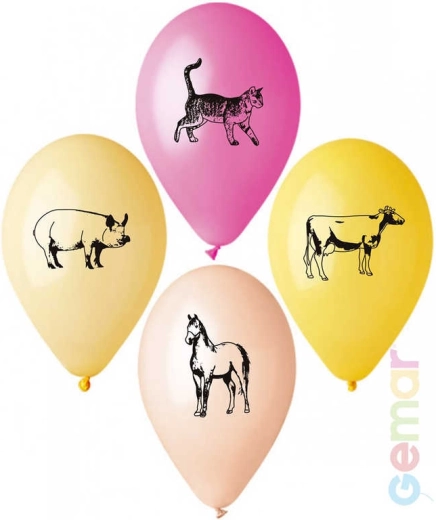 Gemar pastelni lateksni balon s potiskom farma 26 cm - 1 kos