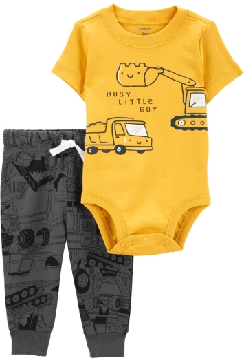 Carter’s dvodelni komplet za fantke: bodi s kratkimi rokavi in trenirka yellow transport