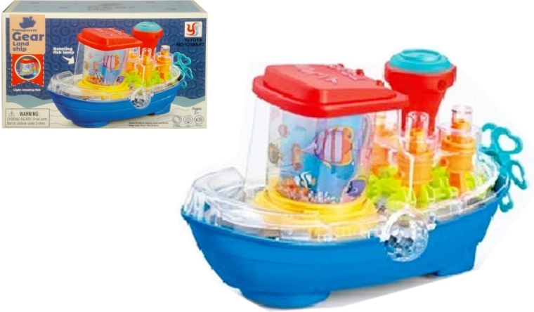 Igrača ladja s svetlobnimi učinki, melodijami in vrtljivim dimnikom – peta kolesa