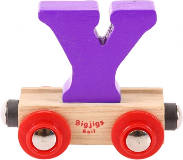 Leseni vagonček s črko Y BIGJIGS RAIL