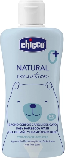 Chicco pršilni gel 2 v 1 za telo in lase z alojo in kamilico Natural Sensation 200 ml