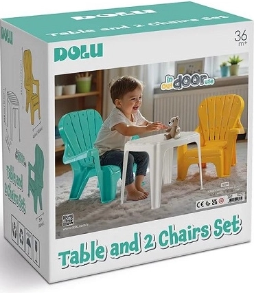 Dolu bel otroški stolček s 2 stoloma