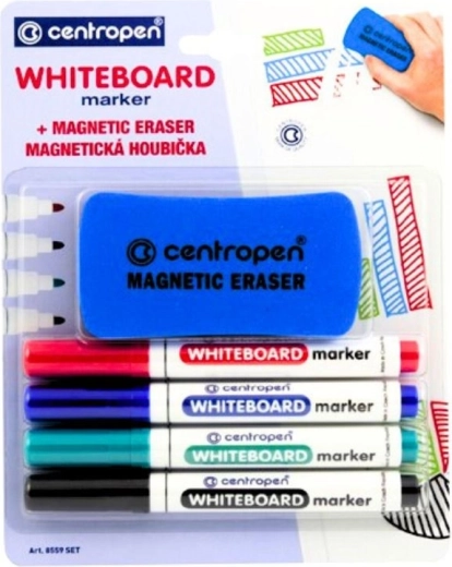 Markerji za belo tablo z magnetno gobico CENTROPEN, set 4 kos