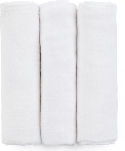 Bambusove muslinaste pleničke PETITE&MARS Moussy Total White 68 × 68 cm (3 kosi)