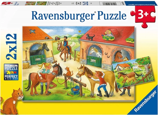 Ravensburger puzzle počitnice na kmetiji s konji 2×12 kosov