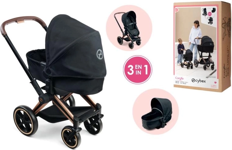 Voziček za punčke CYBEX Black 3 v 1 (36–52 cm)