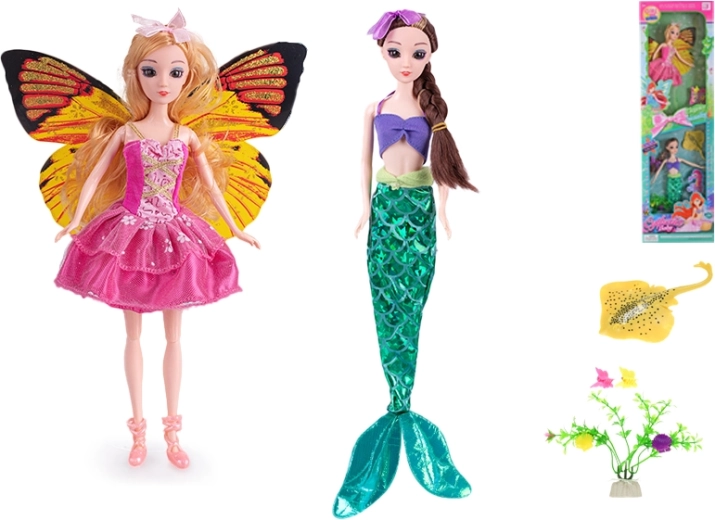 Set punčk vila in morska deklica 29 cm z dodatki