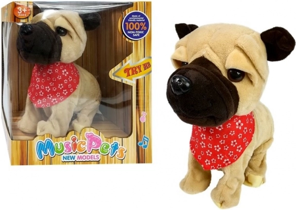 interaktivni plišasti kužek na povodcu – laja, poje in maha z repkom