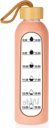 Vilde steklenica za vodo iz stekla s silikonskim ovitkom, lososove barve 600 ml