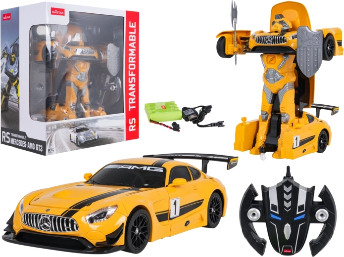Avto in robot na daljinsko upravljanje 2 v 1 Mercedes-AMG GT3 RASTAR, rumen