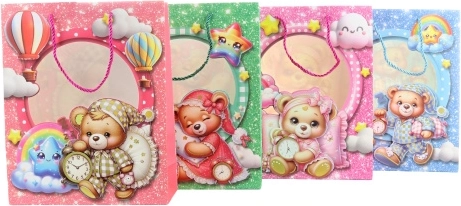 Darilna vrečka z motivom medvedkov 26 × 32 × 10 cm