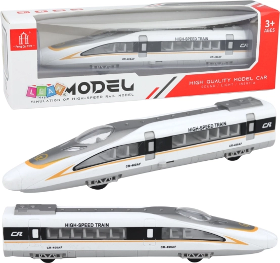 Hitri vlak z lučmi, zvoki in odpirajočimi se vrati