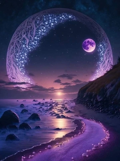 Diamantno slikanje Ametistni sij 30 × 40 cm