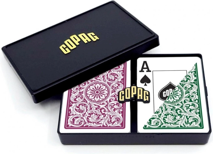 PVC igralne karte za poker – 2 kompleta, zelena in bordo, vodoodporne