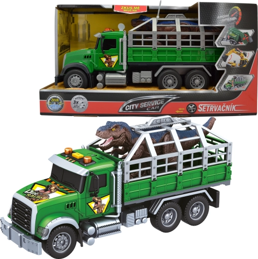 Tovornjak za prevoz dinozavrov z zvokom in lučmi 1:14