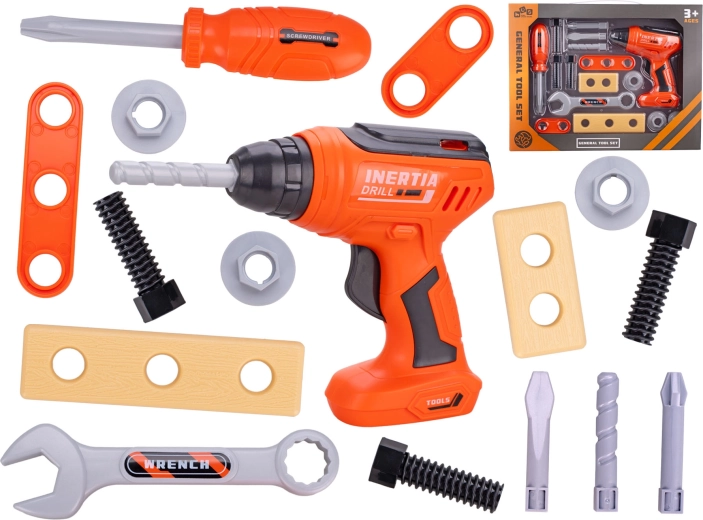 Otroški komplet orodja z vrtalnikom, 16 delov v škatli